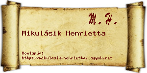 Mikulásik Henrietta névjegykártya